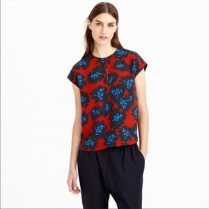 J. Crew Firework Floral Top Cap Sleeve Size 0